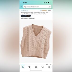 Cable Knit V-Neck Sweater Vest - Cream